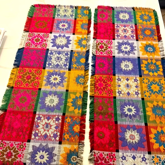 Vintage Halabi Anter set of handmade runners Israeli 35”x13.5” ea 2 unique sides - Picture 3 of 8